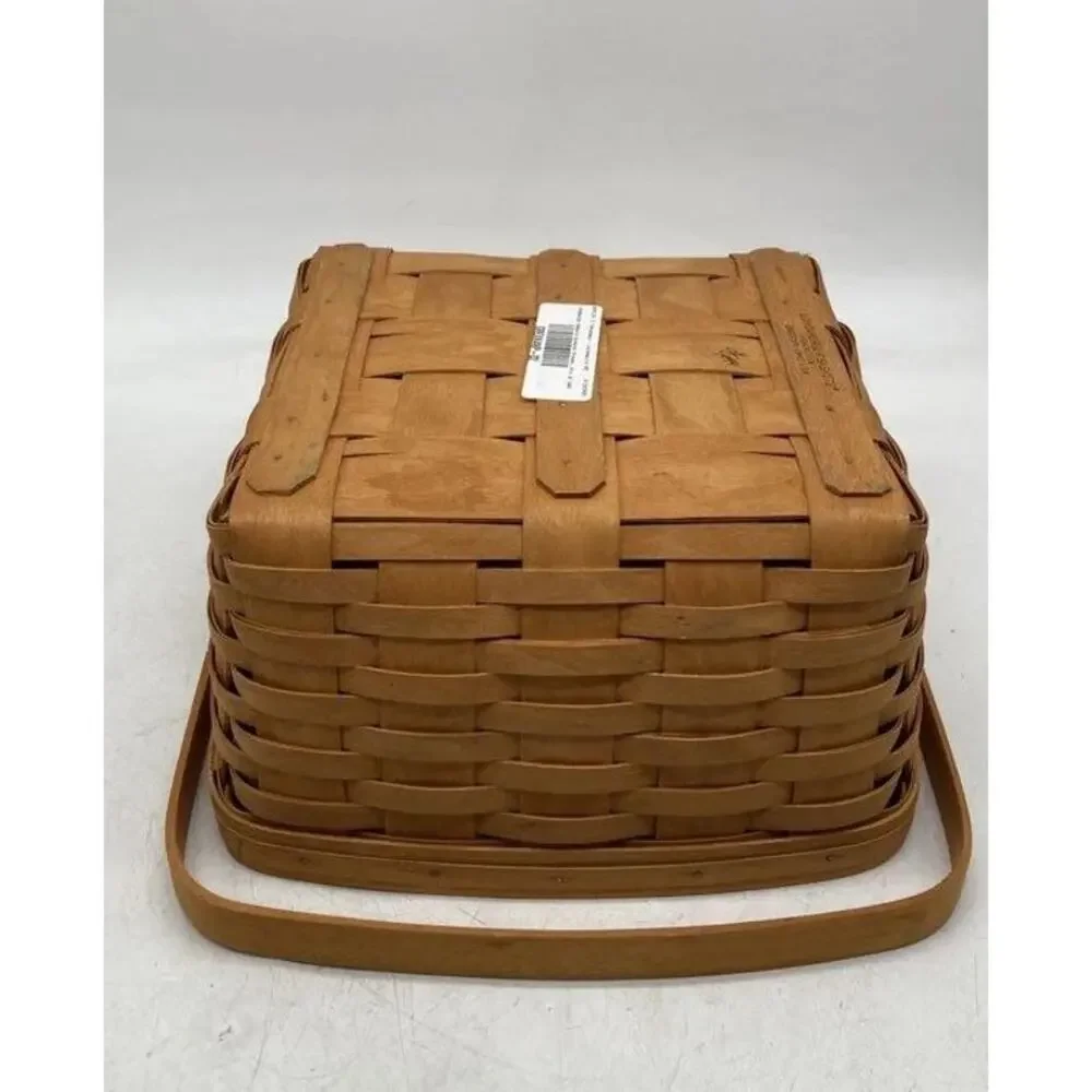 Vintage Longaberger SQUARE PICNIC BASKET Brown Handwoven JK 1994 Dresden Ohio